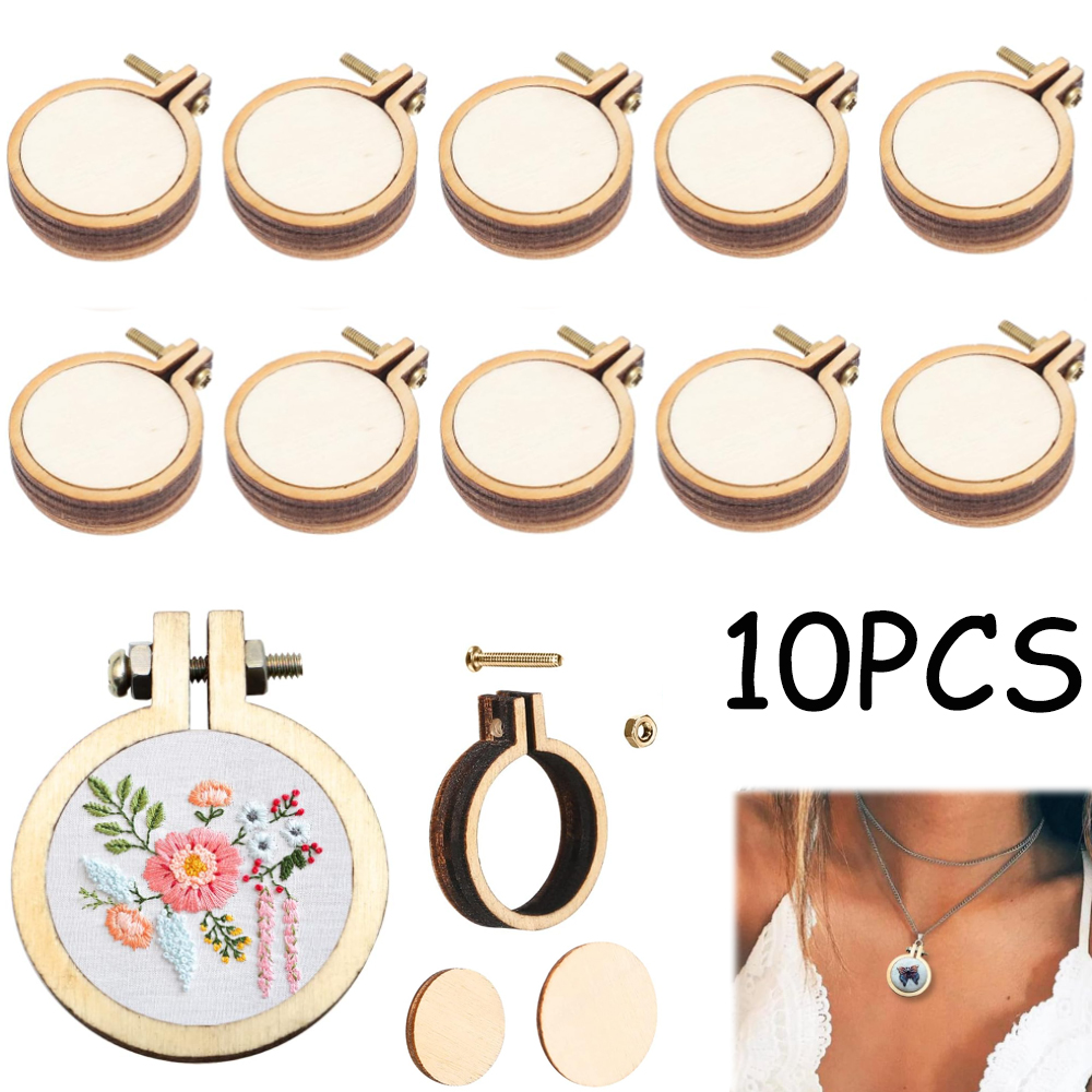 Wood Ring Blank - 10 adet/takım Ahşap Mini Nakış Çember