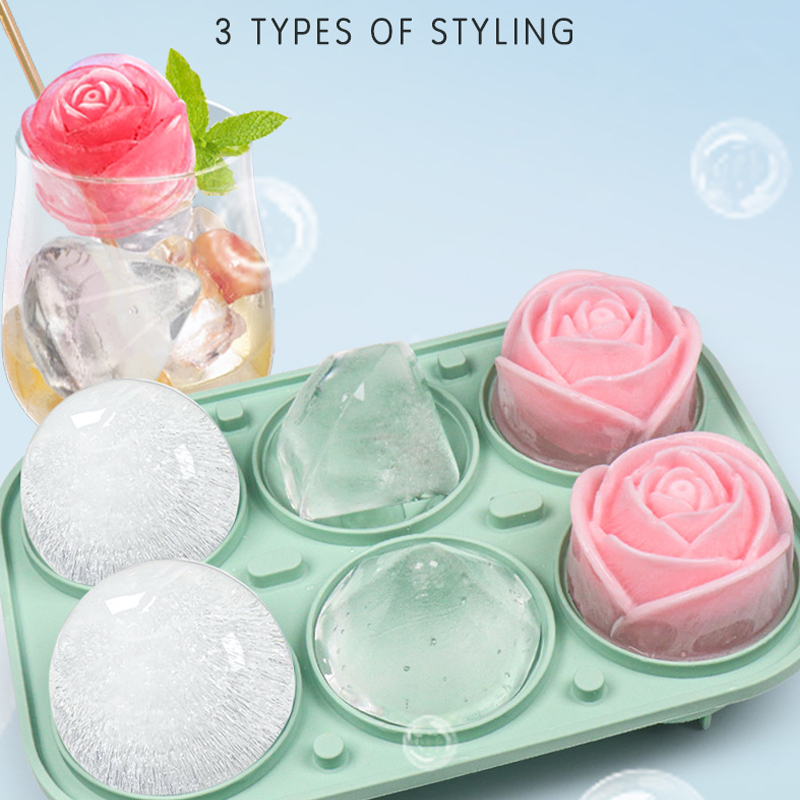 Coaster Mold Round - 3D Gül Elmas Yuvarlak Buz Küpü