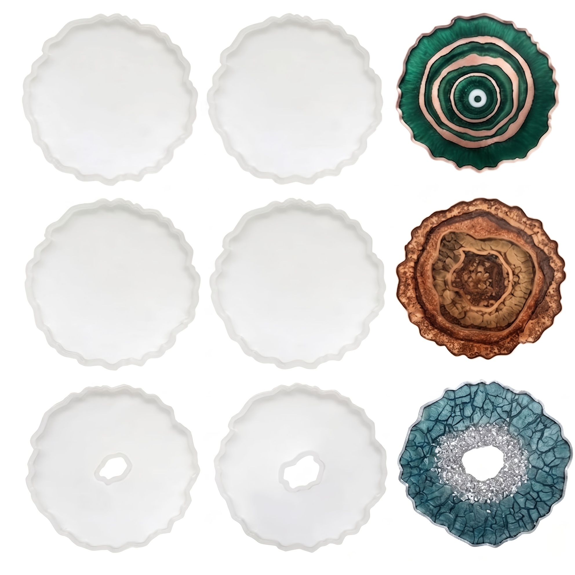 Geode Mold Silicone - 6 adet Düzensiz Akik Geod Bardak
