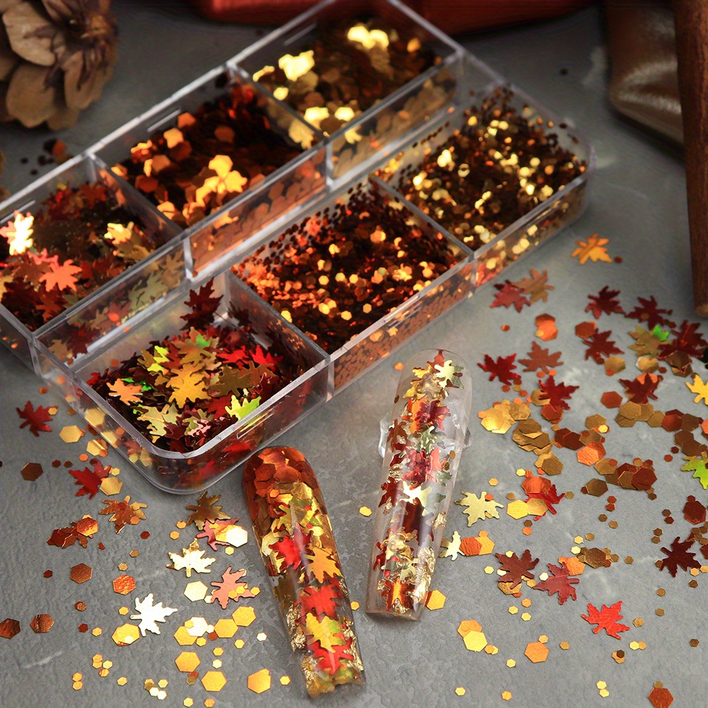 6 Bölmeli Sonbahar Tırnak Siml - Gold Foil Flakes incelemesi ve fiyatı